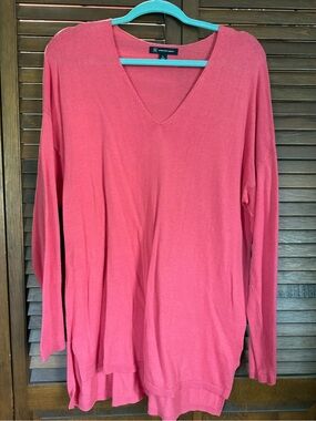 INC International Concepts Coral-Pink V-Neck Long Sleeve Top